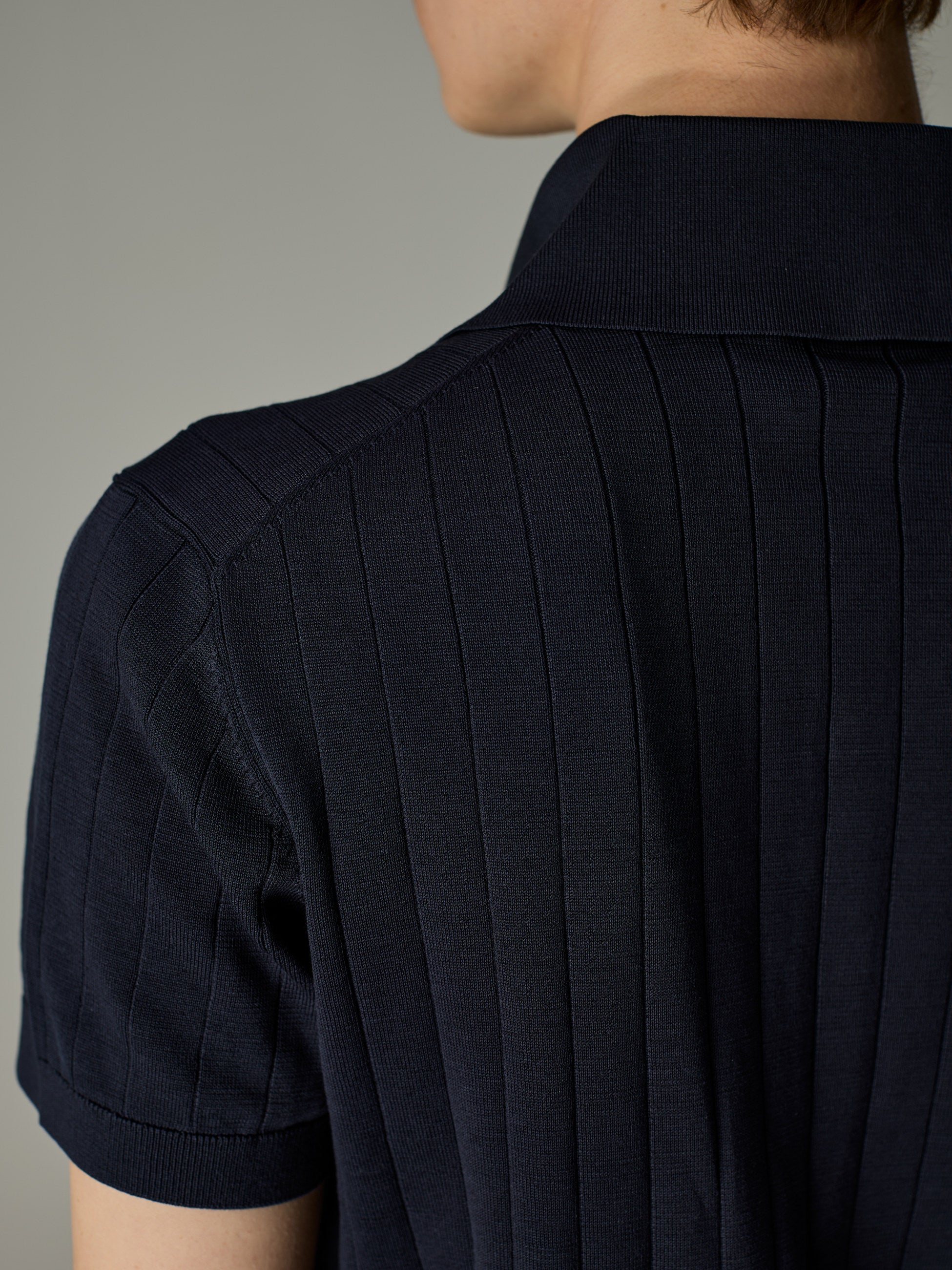 Navy — The Classic Polo, back yoke and sleeve detail