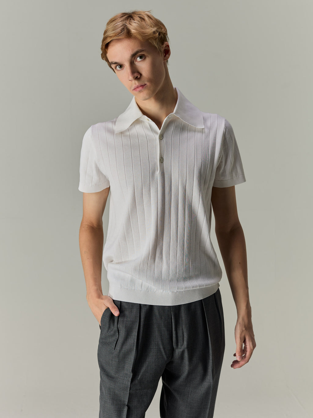 Off White — The Classic Polo, front view on model